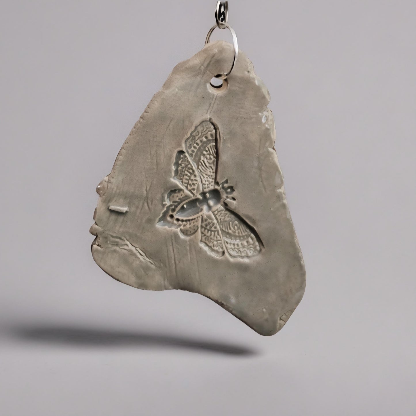 Fossil Imprint Keychain – Heirloom Ceramic Charm, 4×3 cm, various designs by Red Raven Pottery