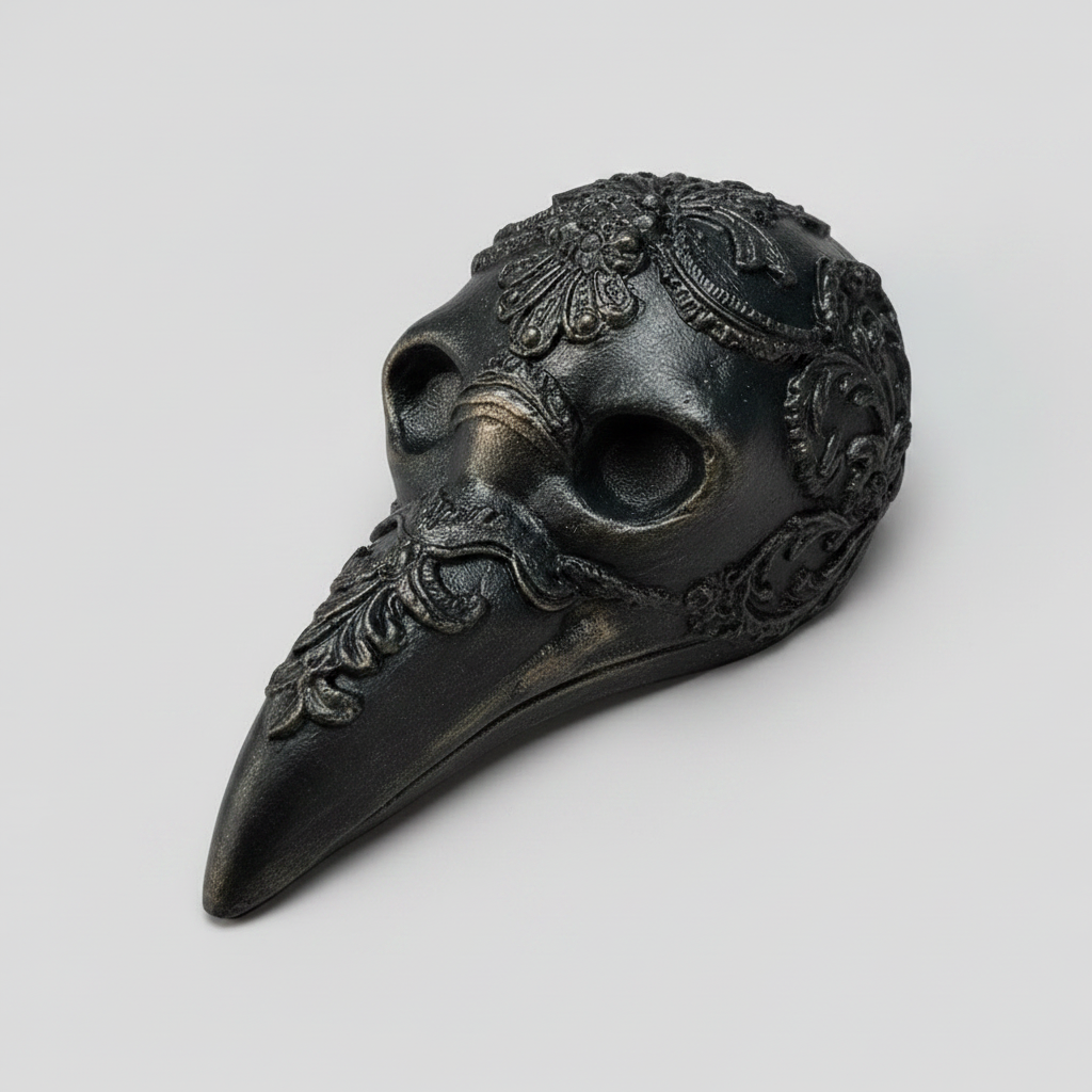 Gothic Raven Skull Handmade Plaster Wall Hanging - Baroque Studio Cast Ornament, 10 x 4 x 5 cm by Hook & Hex
