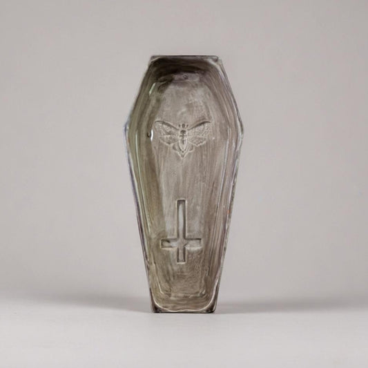 Moth & Cross Trinket Coffin – Gothic Ceramic Resting Place, 15×7×2 cm