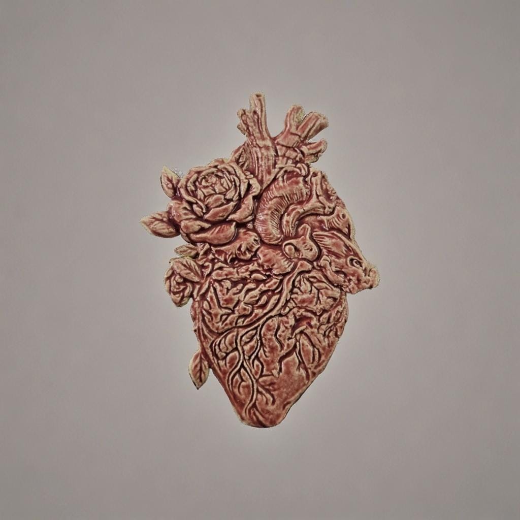 Heart & Moth Ceramic Magnets – Handmade Gothic Decor