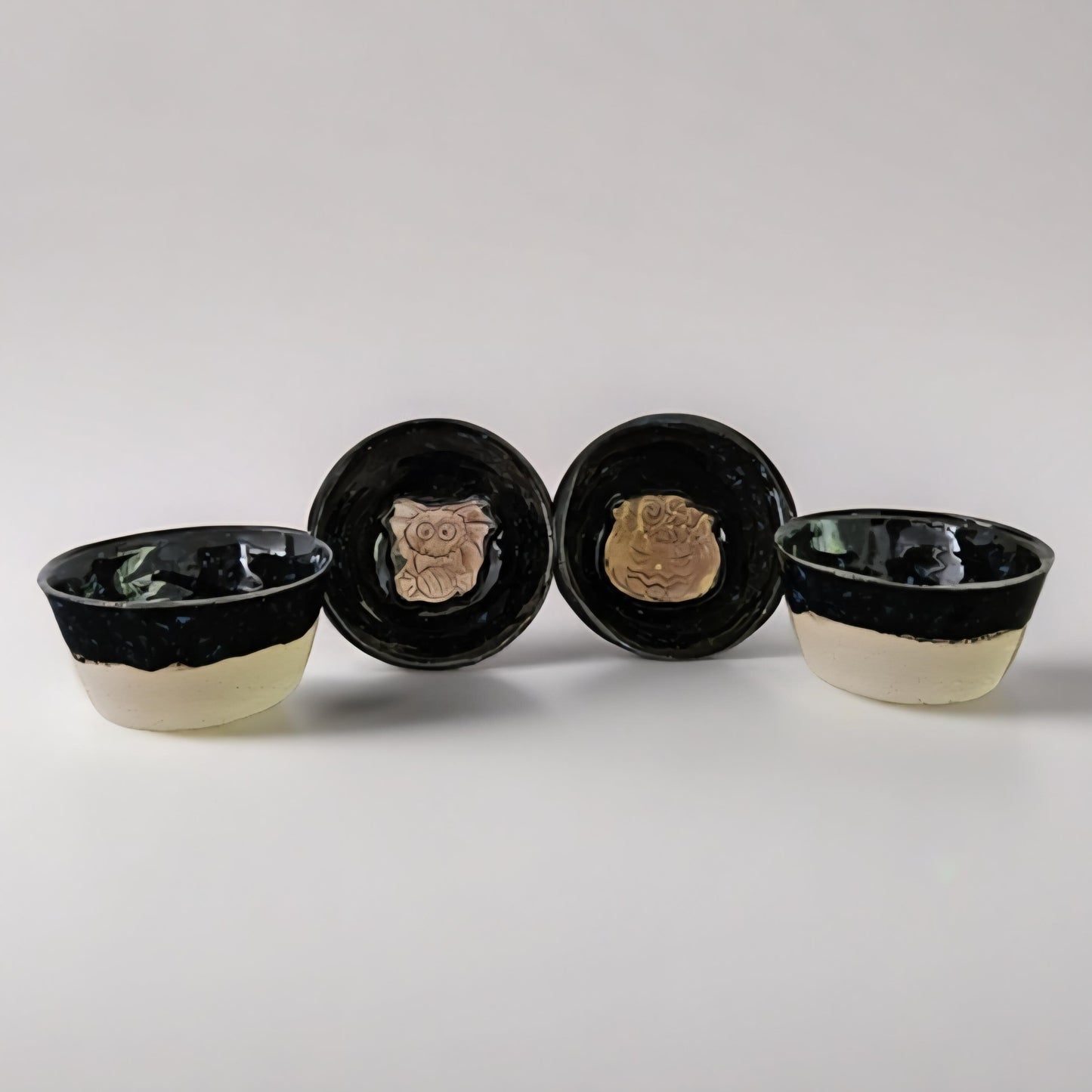 Pumpkin & Spider Snack Bowls – Ceramic Halloween Treat Set, Ø9×4 cm