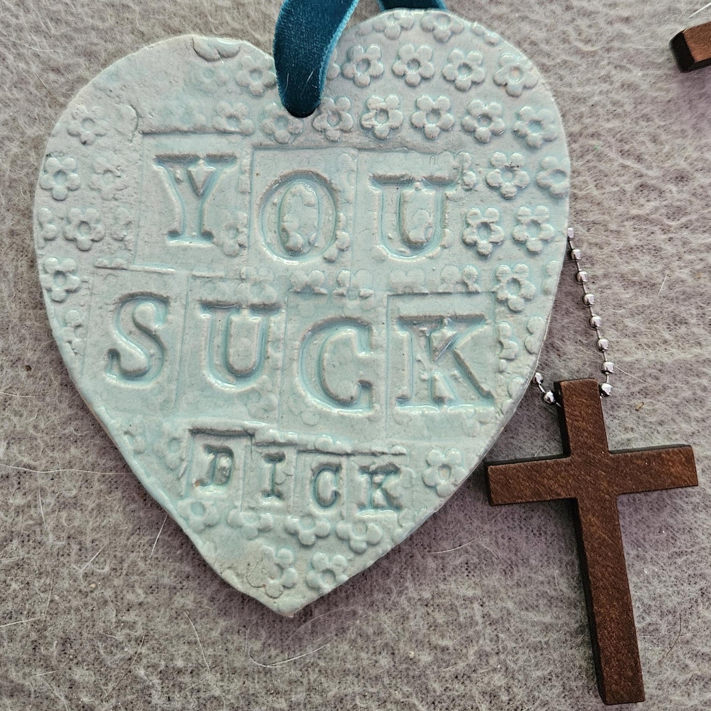 Not So Loving Heart Bag Charm – Profane Ceramic Accent, 8×7 cm