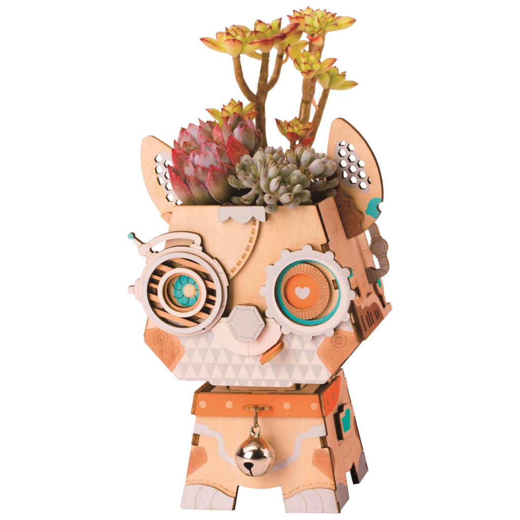 Woodland Guardian DIY Planter – Charming Puppy Succulent Pot, 58 Pieces by Robotime