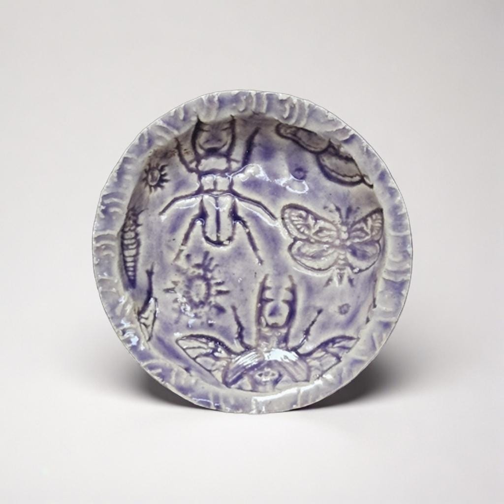 Lavender Entomology Ceramic Set – Life Beneath The Purple Haze, various designs by Red Raven Pottery