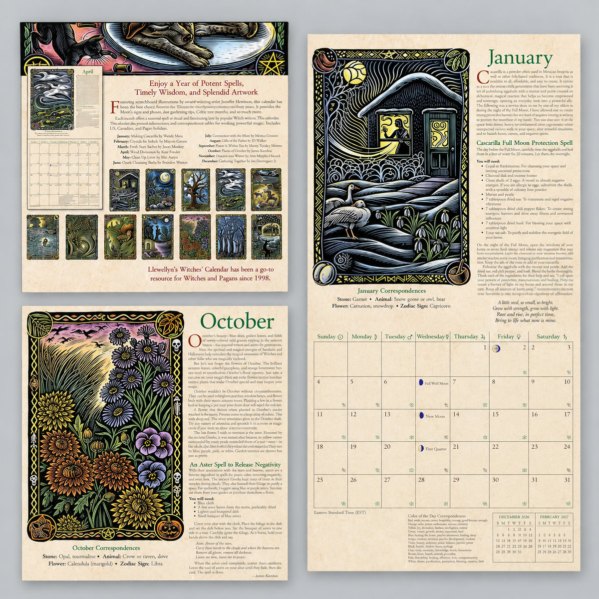 Llewellyn’s 2027 Witches’ Calendar – Pagan & Lunar Wall Calendar, 21 × 21 cm