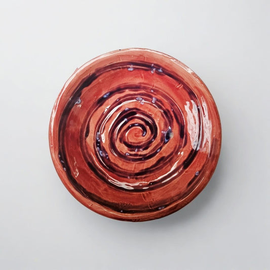 Pink Vortex Ceramic Dinner Plate – Gentle Motion On The Table, Ø19.5×3 cm by Red Raven Pottery