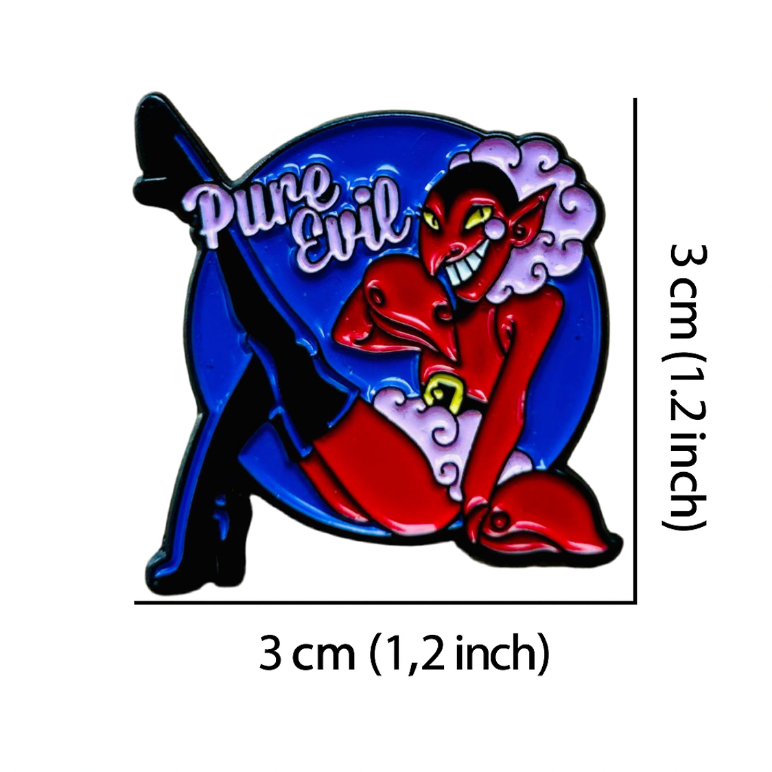 Pure Evil Enamel Pin – Temptation in Red Metal Badge