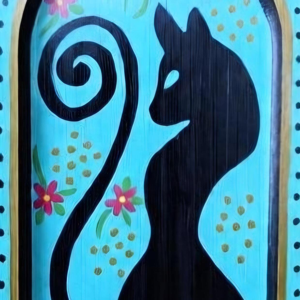 Spirit Cat Painted Tray – Celestial Jewelry & Trinket Dish, 20 × 10 cm by Hook & Hex
