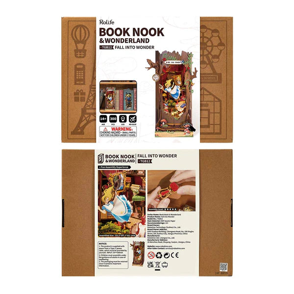 Down the Rabbit Hole DIY Wooden Book Nook Kit – Wonderland Tree Trunk, 300 Pieces by Robotime