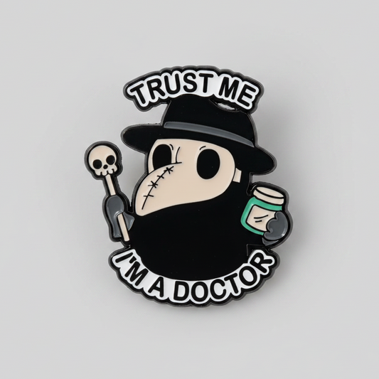 Trust Me I’m a Doctor Enamel Pin – Plague Doctor Metal Badge, 2 × 3 cm sarcastic humor pin