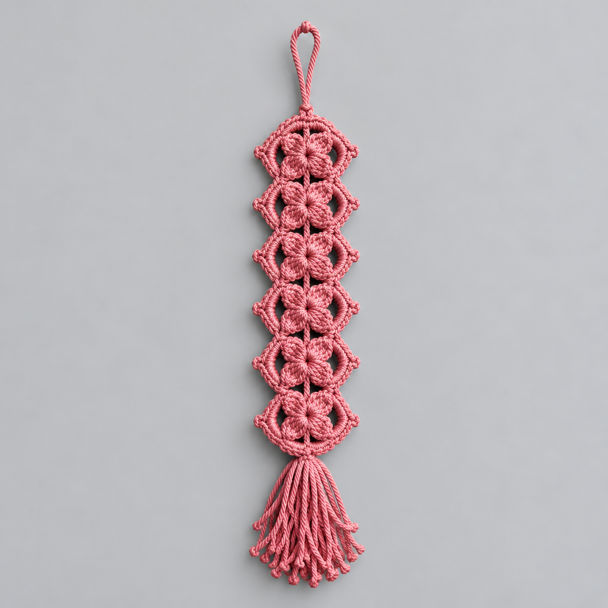 Winter Bloom Handmade Crochet Cabinet Hanging – Floral Openwork Decoration, Approx. 30 × 9.5 cm by Hook & Hex
