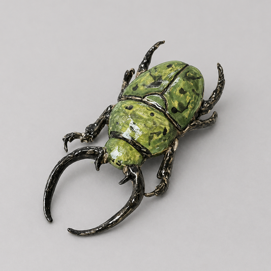 Woodland Guide Ceramic Stag Beetle Figurine – Forest Floor Survivor, 18×8.5×1.5 cm by Red Raven Pottery