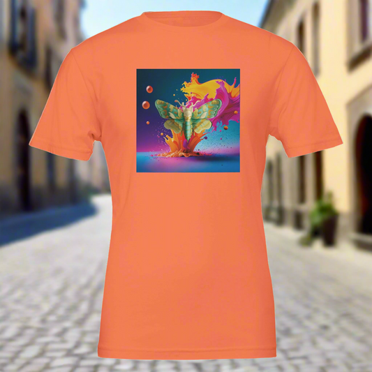 Rainbow Moth Premium Tee – Fair-Made, Soft & Colorful, in 3 kleuren / alle maten