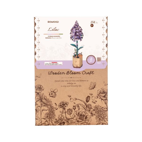 Lilac Lavender DIY Wooden Flower Kit – Florets of Gentle Mystery, 154 Pieces by Robotime