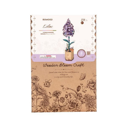 Lilac Lavender DIY Wooden Flower Kit – Florets of Gentle Mystery, 154 Pieces by Robotime