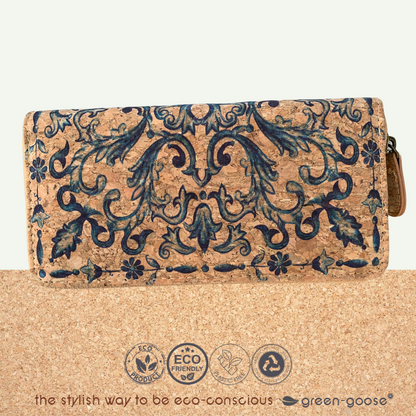 Eco Chic Vegan Cork Wallet – Delft Blue Design
