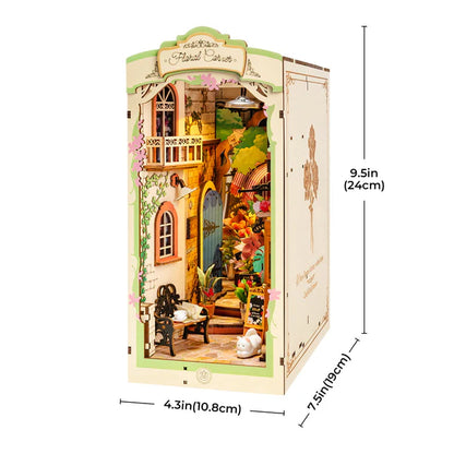 Floral Corner DIY Wooden Book Nook Kit – Illuminated Garden Serinity, 164 Pieces by Robotime
