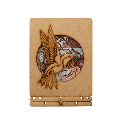 "Hummingbird Bloom" Wooden Postcard - Standing 3D Eco Greeting