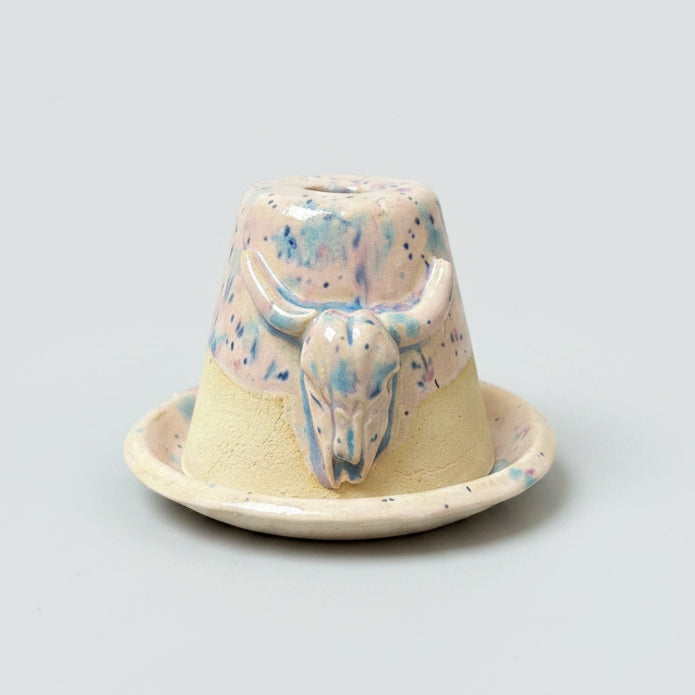 Nocturne Sightings Ceramic Incense Holder – Cone Ritual Vessel, Ø8×5.5 cm by Red Raven Pottery