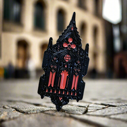 Gothic Cathedral Enamel Pin – Sacred Structure Metal Badge