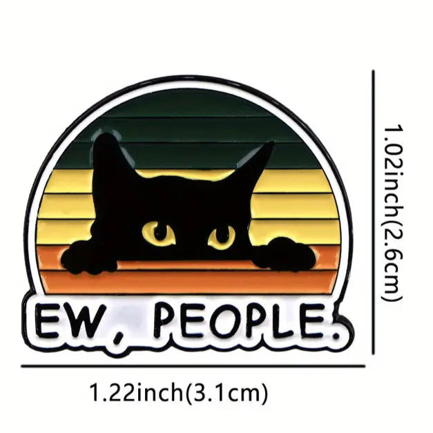 Ew People Enamel Pin – Introvert Feline Metal Badge