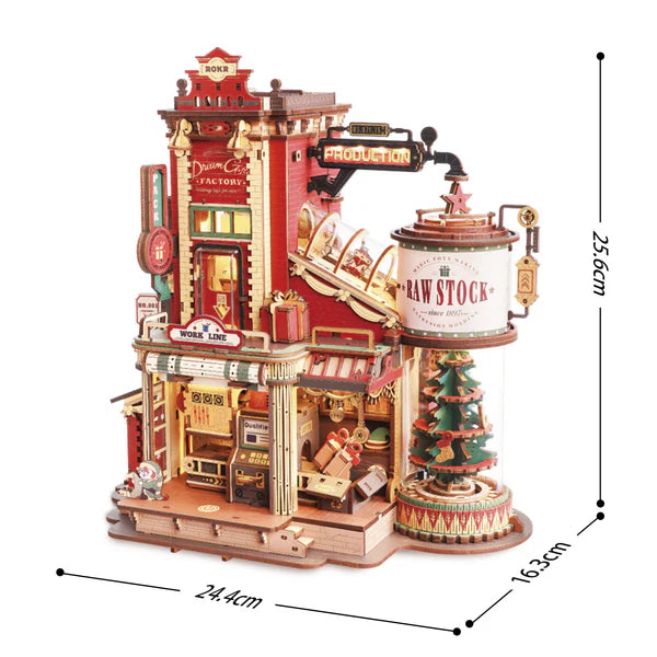 Dream Gift Factory DIY Wooden Miniature Kit – Santa's Magic Workshop, 449 Pieces