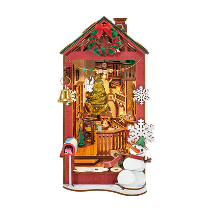 Christmas Cabin DIY Wooden Book Nook Kit – Fairytale Holiday Scene, 206 Pieces by Robotime