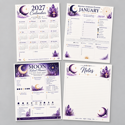 2027 Moon & Astrology Planner – Lunar Calendar & Manifestation Journal, 21 × 28 cm