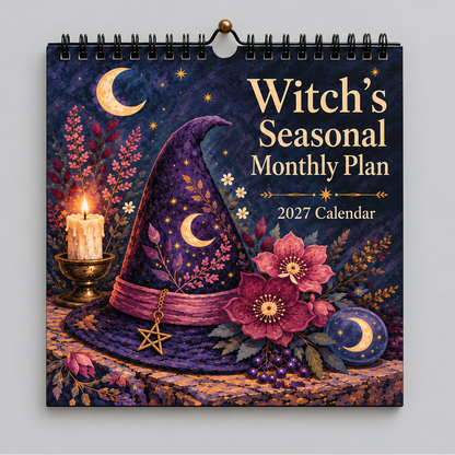 2027 Witch’s Seasonal Monthly Plan – Moon Phase Wall Calendar, 21 × 21 cm