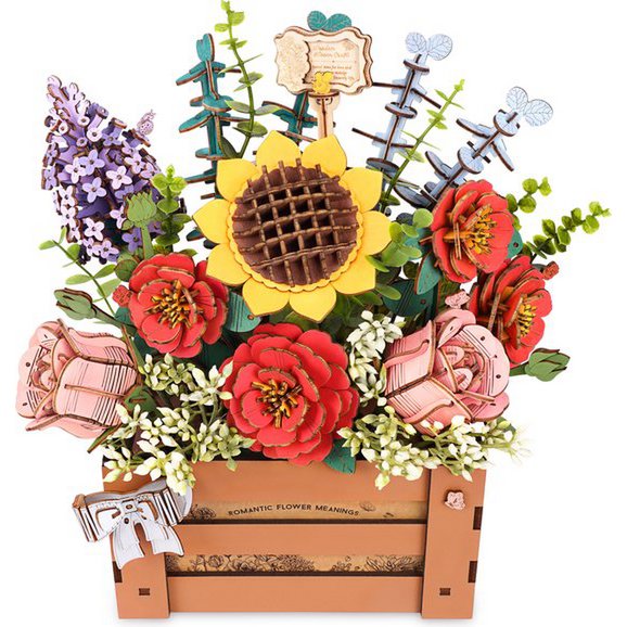 DIY Houten Bloemenkistje/Wooden Bloom Box, Robotime, TW02H, 28x14x28cm