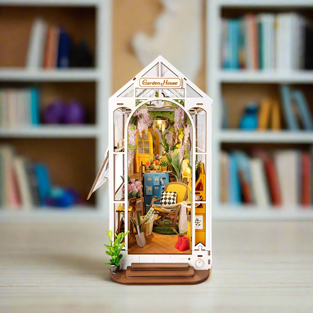 Garden House DIY Wooden Book Nook Kit – Blooming Greenhouse Retreat, 176 Pieces by Robotime