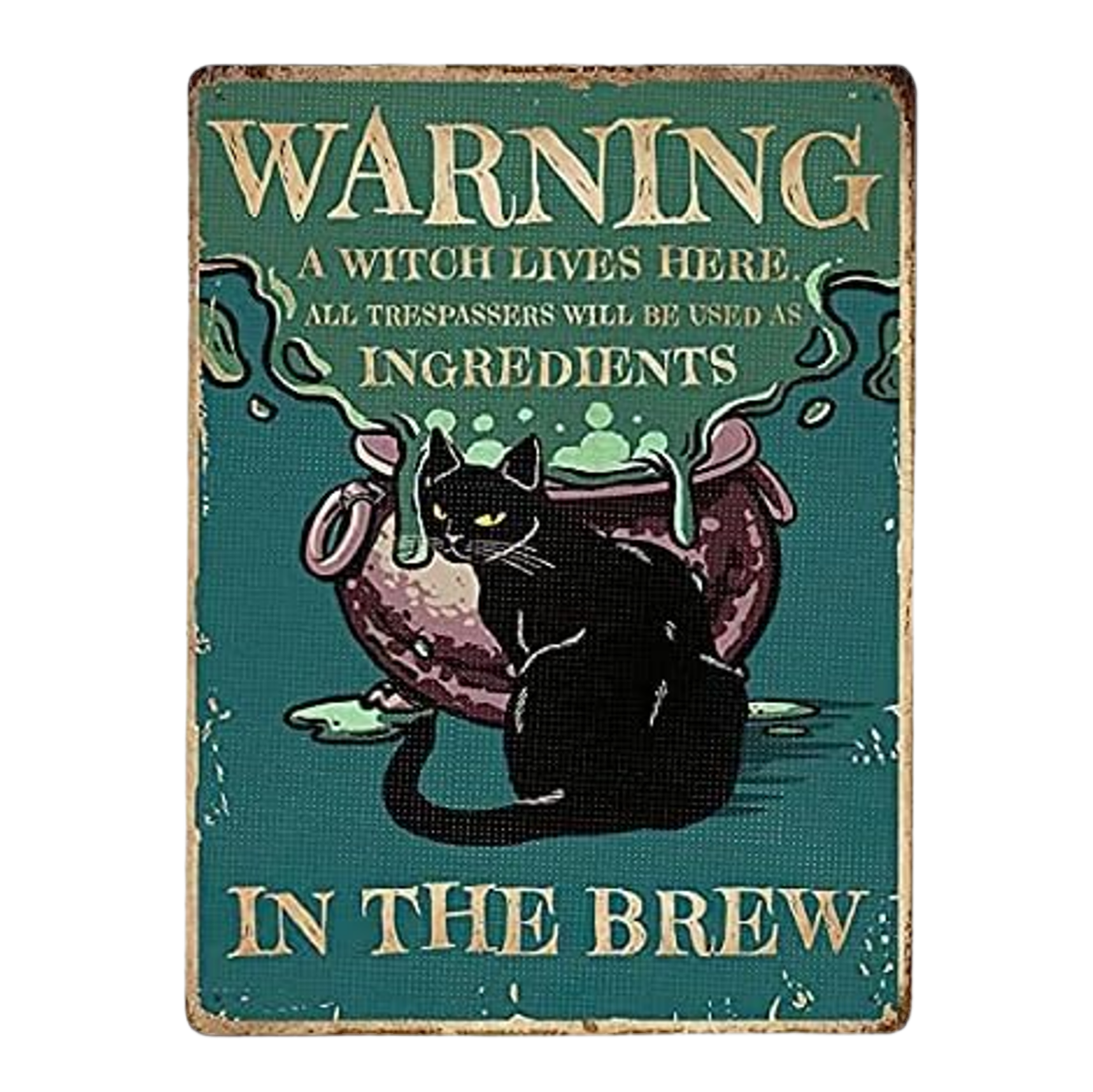 Witch Lives Here Metal Sign – Warning for Trespassers Wall Art, 20×30 cm