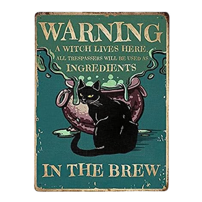 Witch Lives Here Metal Sign – Warning for Trespassers Wall Art, 20×30 cm