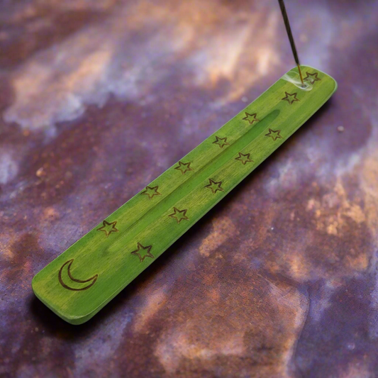 Moon & Stars Wooden Incense Holder – Carrier of Guidance & Intuition, 25 cm