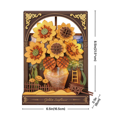 Golden Sunflower DIY Wooden Painting Kit – Sunset Glow Table & Wall Art, 266 Pieces by Robotime