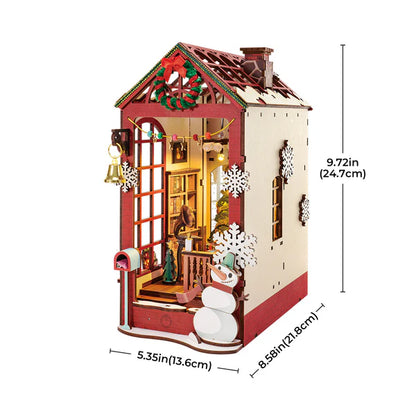 Christmas Cabin DIY Wooden Book Nook Kit – Fairytale Holiday Scene, 206 Pieces by Robotime