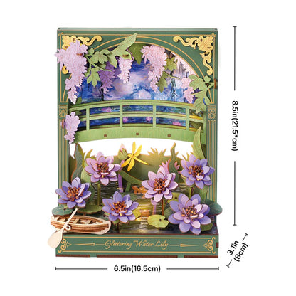 Glittering Water Lily DIY Wooden Painting Kit – Twilight Shimmer Table & Wall Art, 237 Pieces
