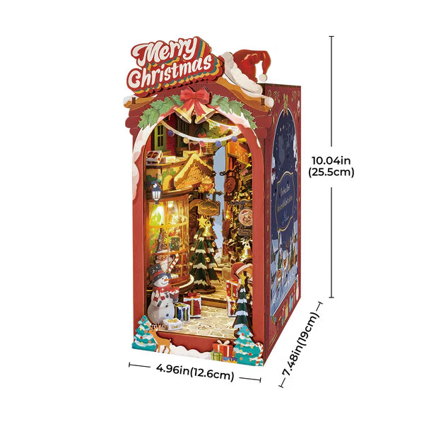 Christmas Street DIY Wooden Book Nook Kit – Wonderful Holiday Alley, 289 Pieces by Robotime