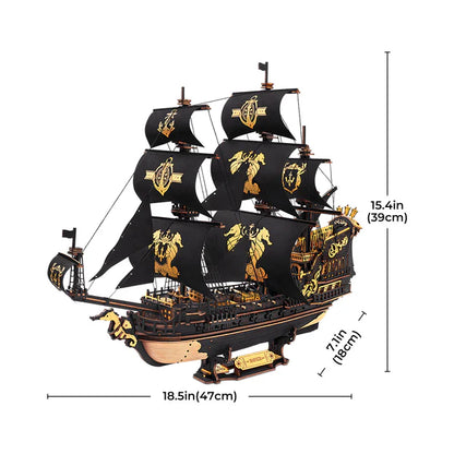 Seahorse Barque DIY Wooden Ship Model – Gothic Baroque Warship, 603 pieces by Robotime