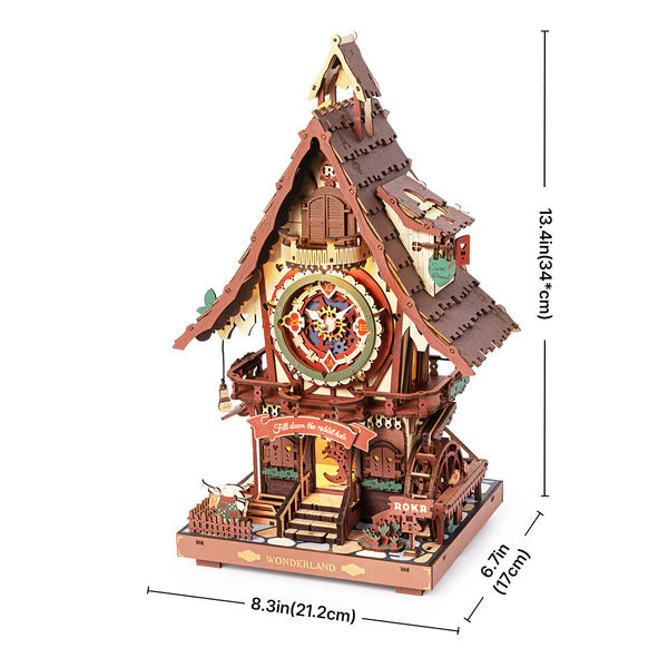 Wonderland Fairytale DIY Wooden Cuckoo Clock Kit – Storybook Timekeeper, 435 pieces by Robotime