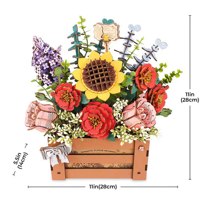 Bloom Box DIY Wooden Flower Kit – Forever Vibrant Floral Crate, 658 Pieces by Robotime
