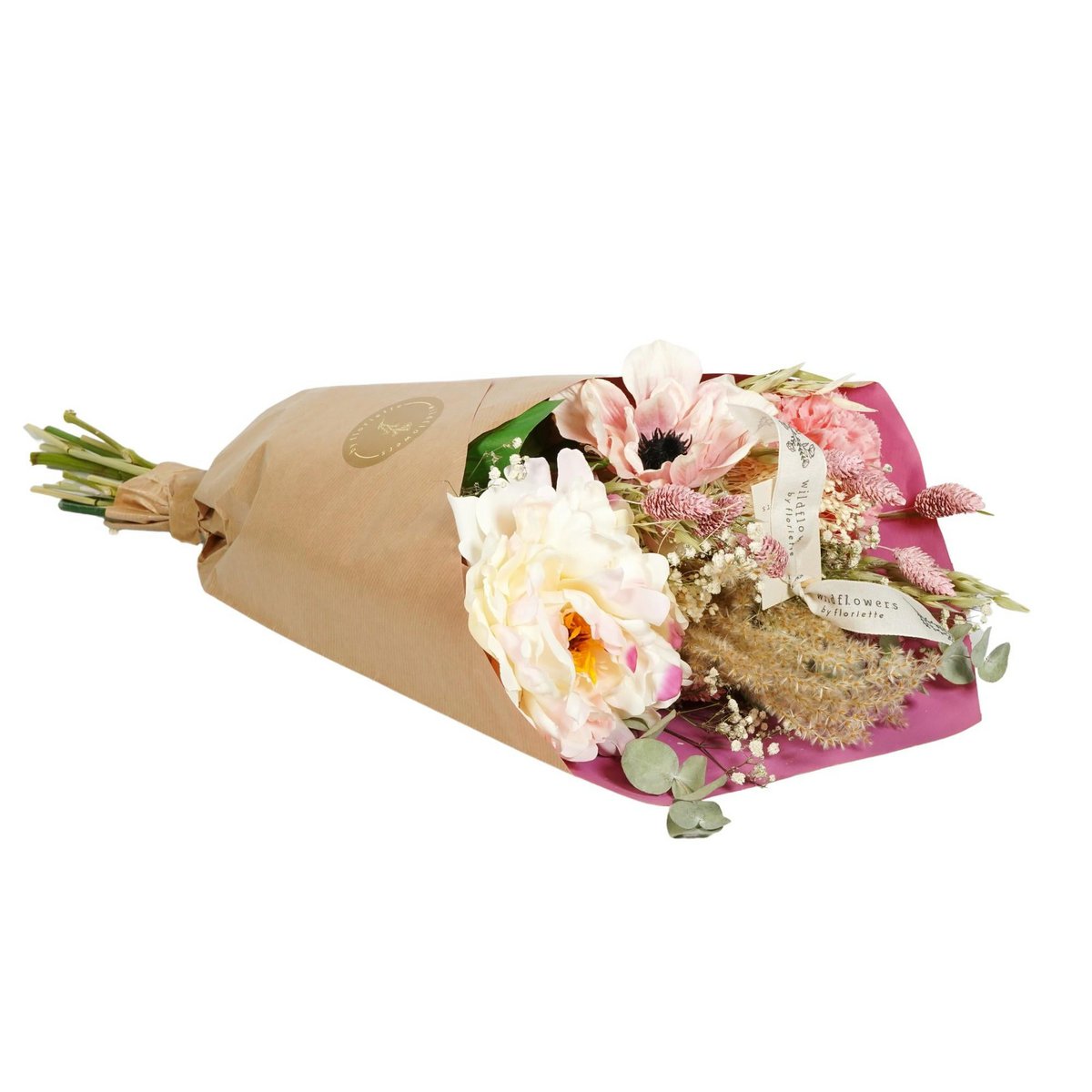 Blushing Fields Dried Bouquet – Harmony of Silk Bloom, Ø30×55 cm