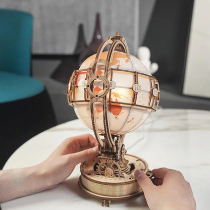 Luminous World DIY Wooden Globe Kit - Mechanical Sphere of Light, 180 pieces by Robotime