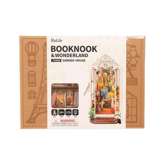 Garden House DIY Wooden Book Nook Kit – Blooming Greenhouse Retreat, 176 Pieces by Robotime