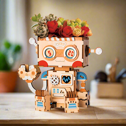 Tinker Golem DIY Planter – Whimsical Robot Succulent Pot, 112 Pieces by Robotime