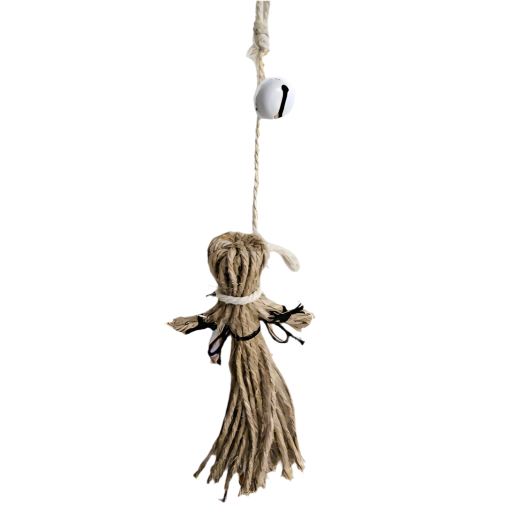 Witchery Rope Doll – Bell Charm for Home Protection, 12×6×2.5 cm