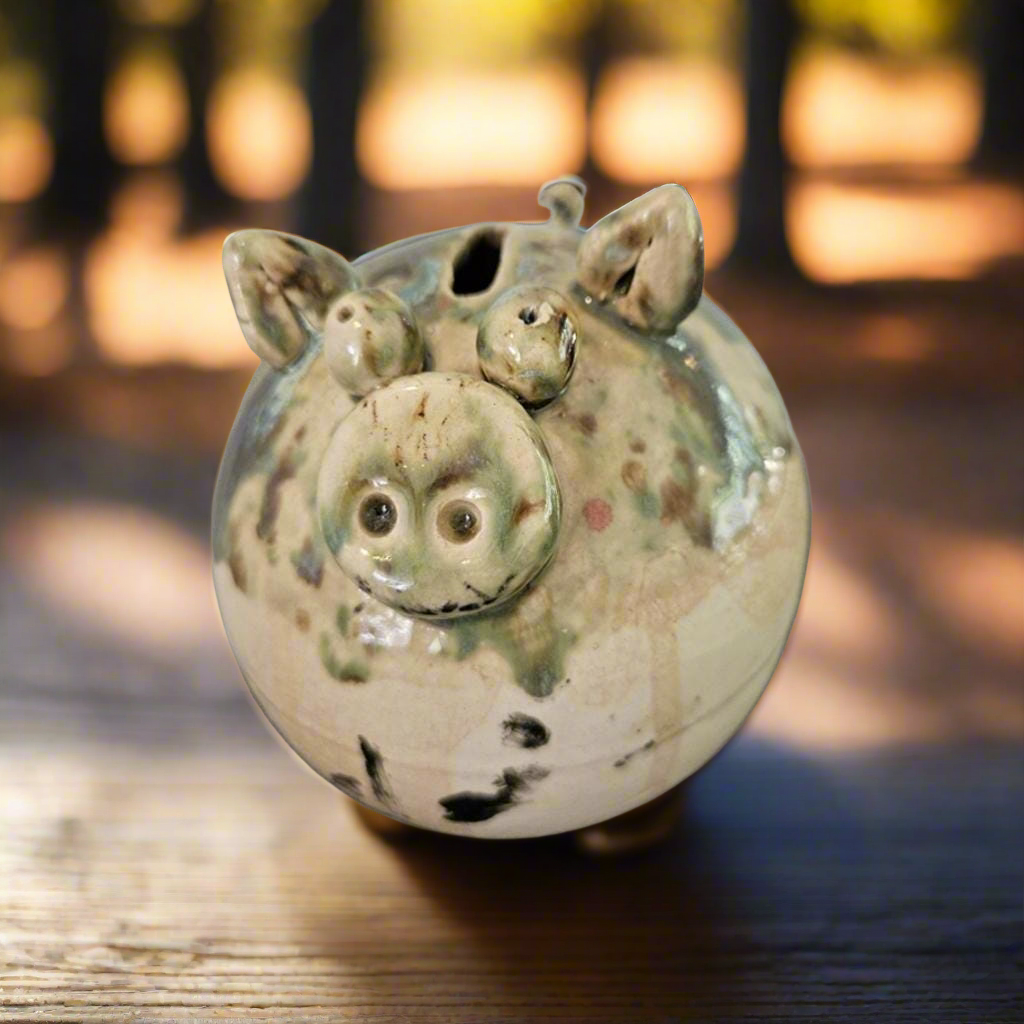 Quirky Ceramic Piggy Bank – Artisan Coin Keeper, Ø12×11 cm