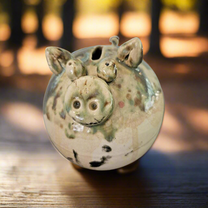 Quirky Ceramic Piggy Bank – Artisan Coin Keeper, Ø12×11 cm