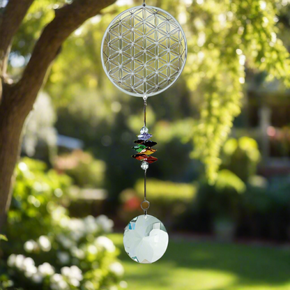 Flower of Life Wind Spinner – Kinetic Sun-Catching Garden Ornament, 40cm