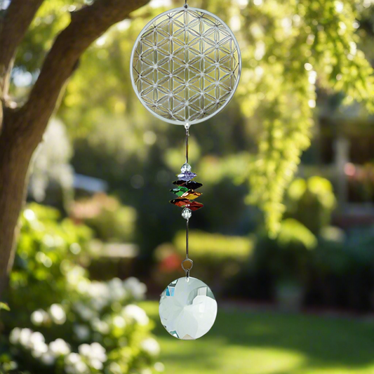 Flower of Life Wind Spinner – Kinetic Sun-Catching Garden Ornament, 40cm